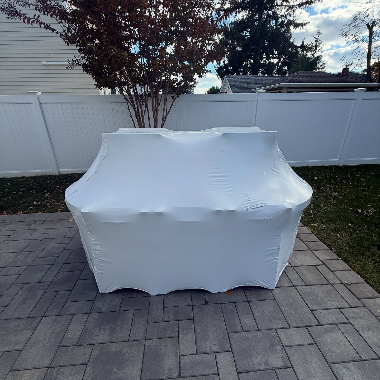 Shrink-wrapped patio furniture set