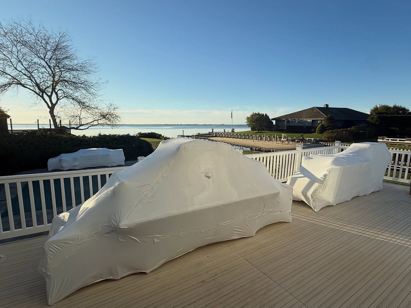 Shrink-wrapped outdoor kitchen